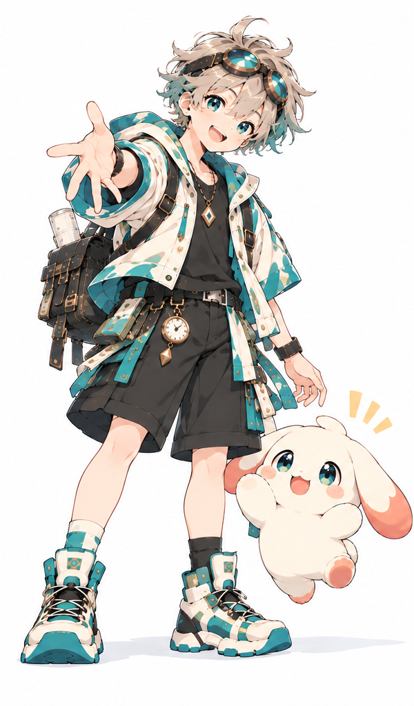 Ren reaching out beside his little companion Nono